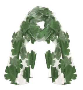 White Green Summer Fashion Lightweight Floral Embroidered Burnout Scarf