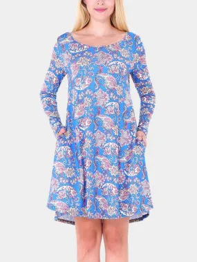 Wholesale Geometrical Round Neck Long Sleeve Casual Dress