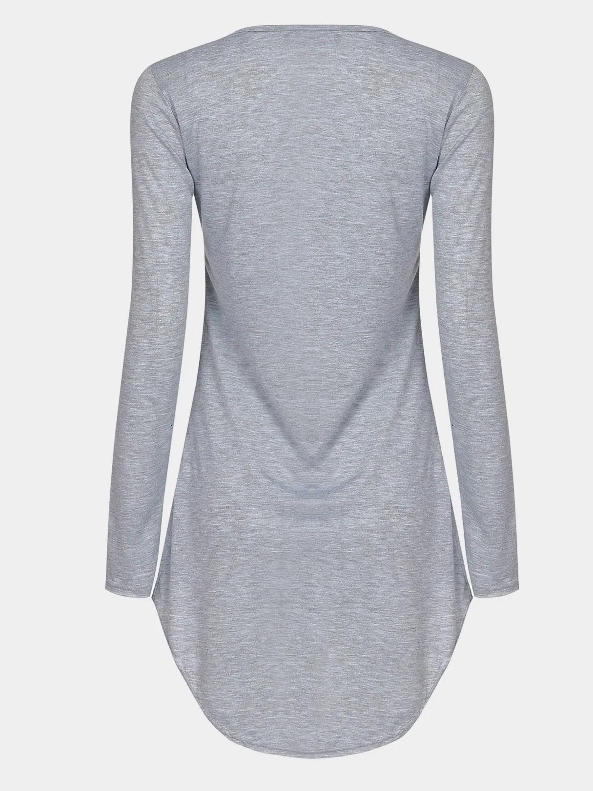 Wholesale Grey Round Neck Long Sleeve Irregular Hem Casual Dresses