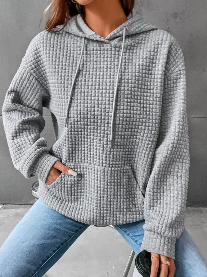 Women's Hooded Long Sleeves Sweatshirt Drawstring Drop Sweaters