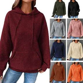 Women's Hooded Long Sleeves Sweatshirt Drawstring Drop Sweaters