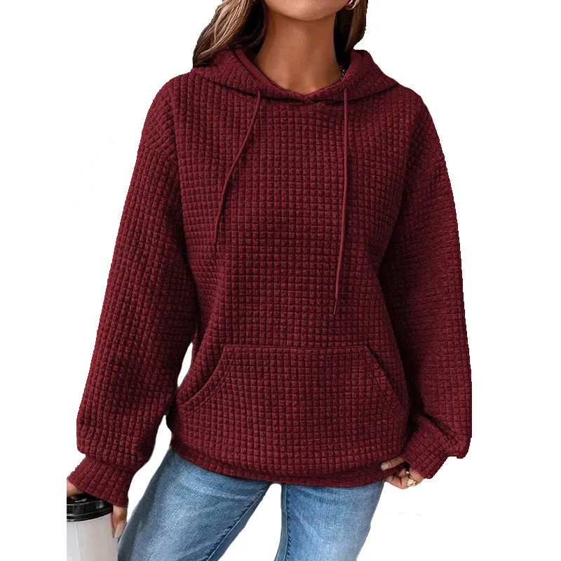 Women's Hooded Long Sleeves Sweatshirt Drawstring Drop Sweaters