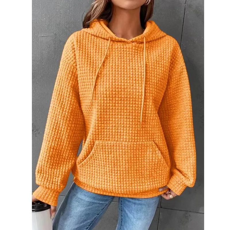 Women's Hooded Long Sleeves Sweatshirt Drawstring Drop Sweaters