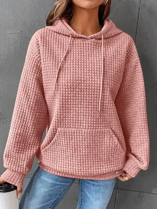 Women's Hooded Long Sleeves Sweatshirt Drawstring Drop Sweaters