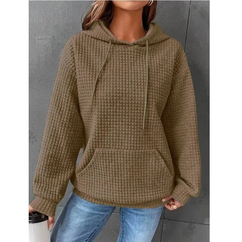 Women's Hooded Long Sleeves Sweatshirt Drawstring Drop Sweaters