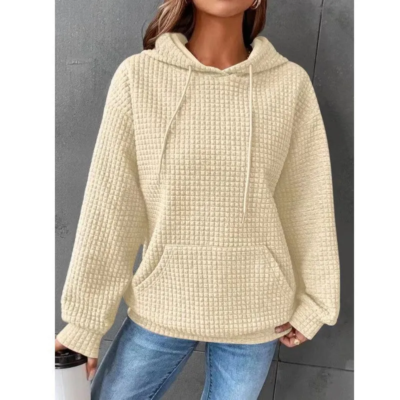 Women's Hooded Long Sleeves Sweatshirt Drawstring Drop Sweaters