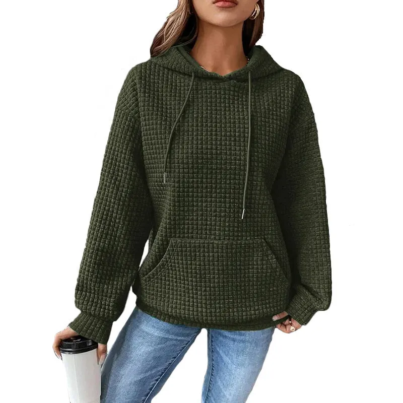 Women's Hooded Long Sleeves Sweatshirt Drawstring Drop Sweaters