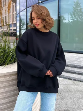 Women's Loose Sweatshirt Street Solid Color Polar Sweaters