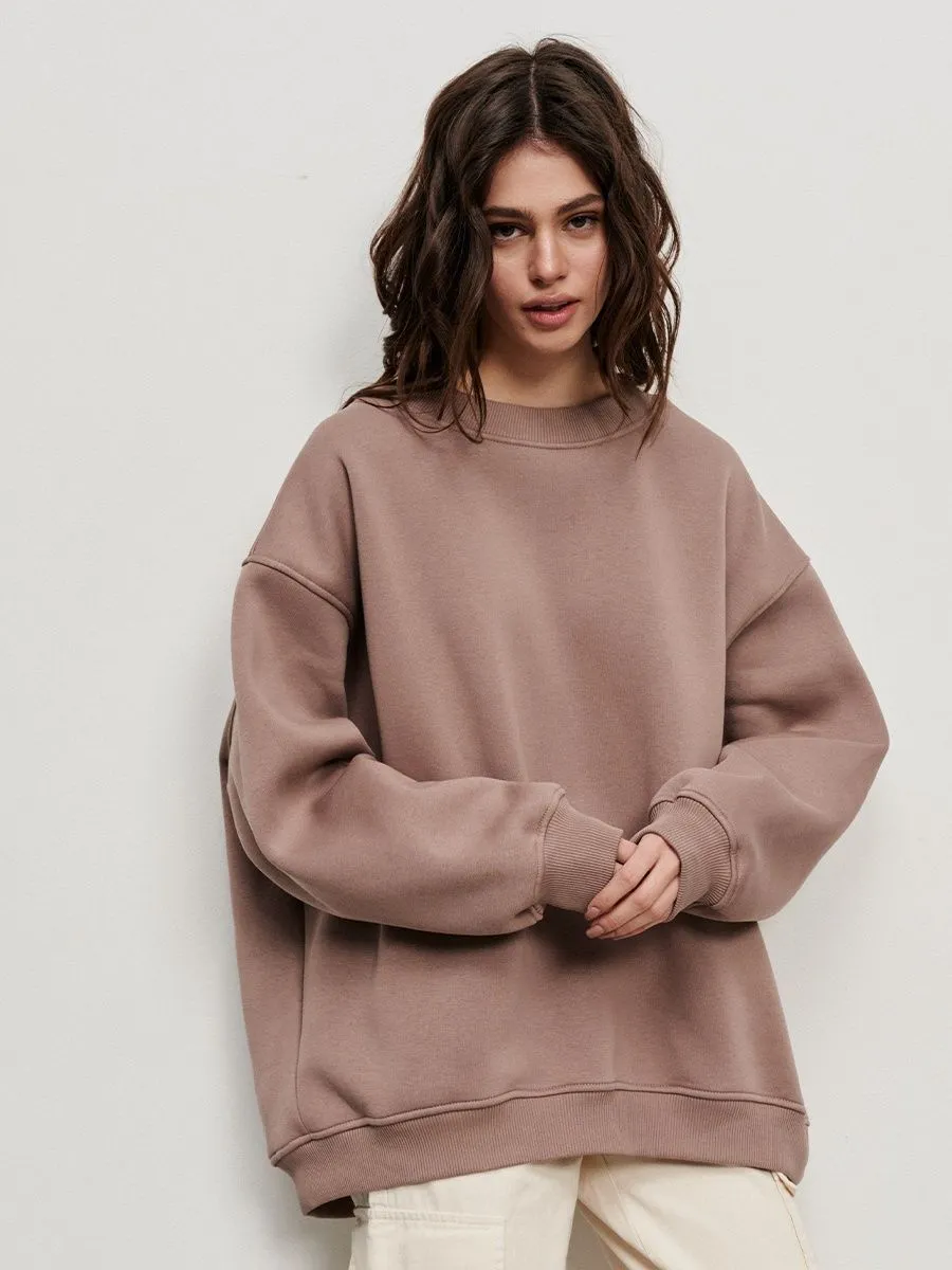 Women's Loose Sweatshirt Street Solid Color Polar Sweaters