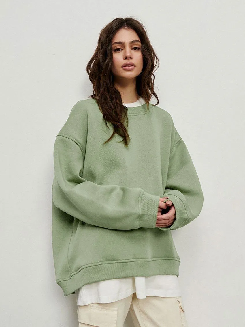 Women's Loose Sweatshirt Street Solid Color Polar Sweaters