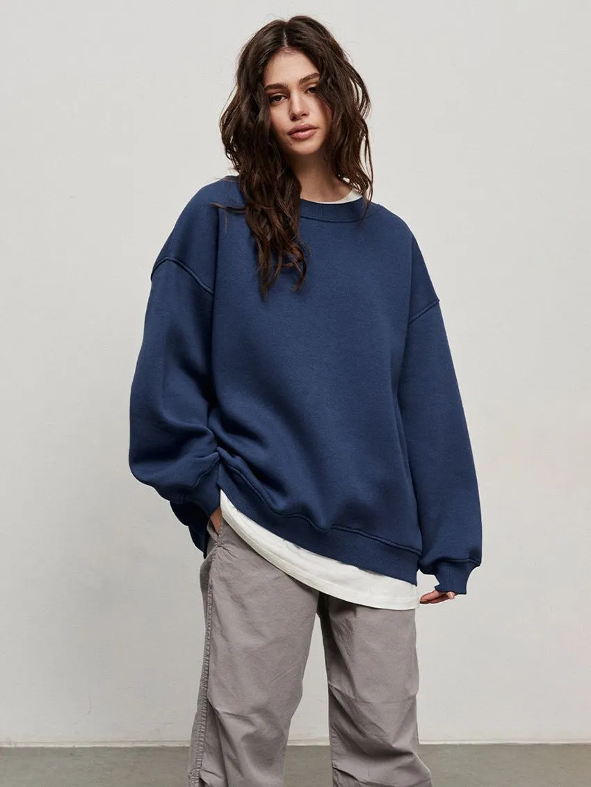 Women's Loose Sweatshirt Street Solid Color Polar Sweaters