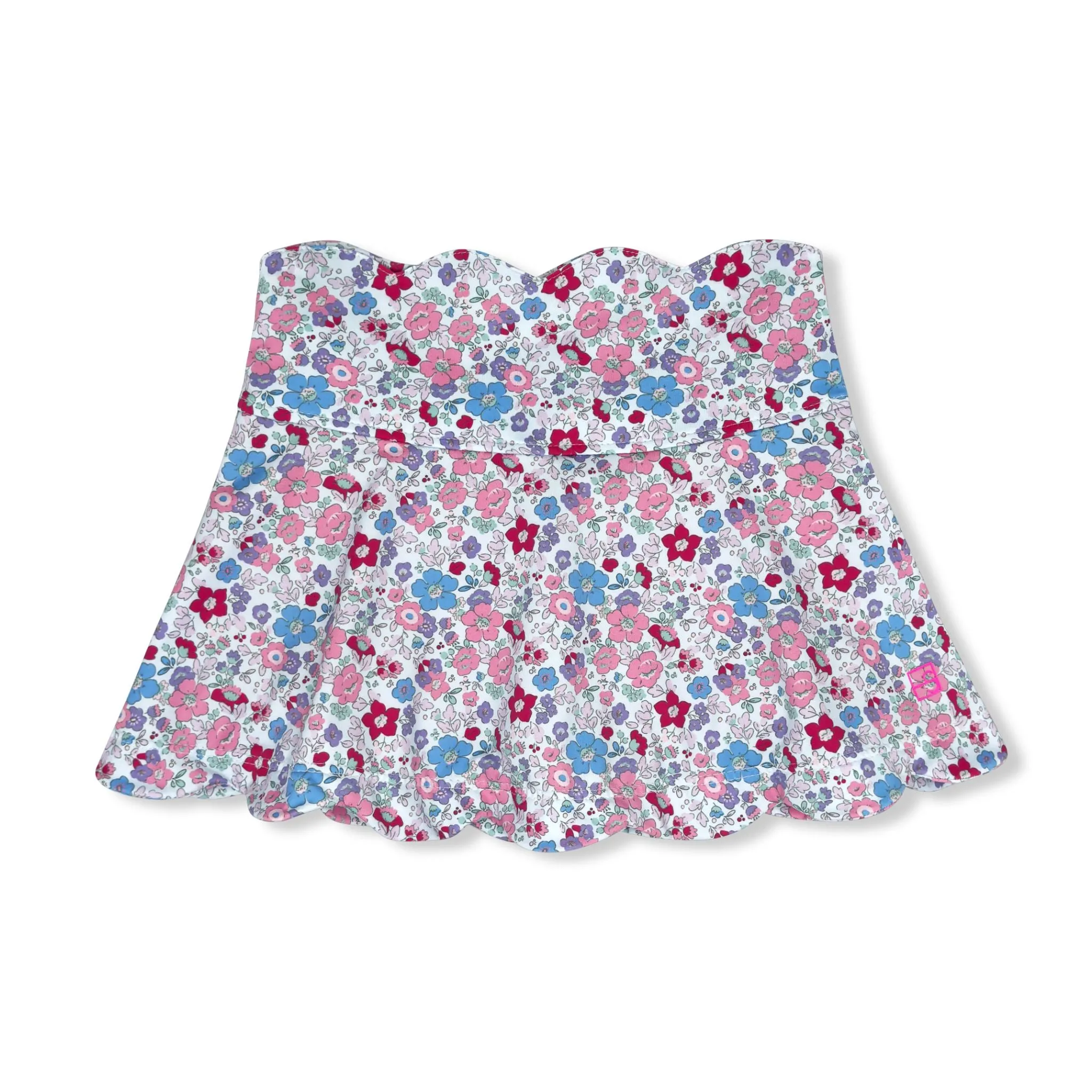 Zoe Scallop Skort - Bloomberry Floral with Power Pink