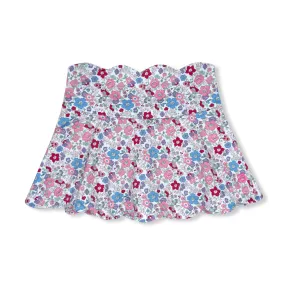 Zoe Scallop Skort - Bloomberry Floral with Power Pink